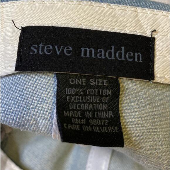 Steve Madden Denim Hat Womens Bolts Patch Adjustable Back Blue - Picture 5 of 10